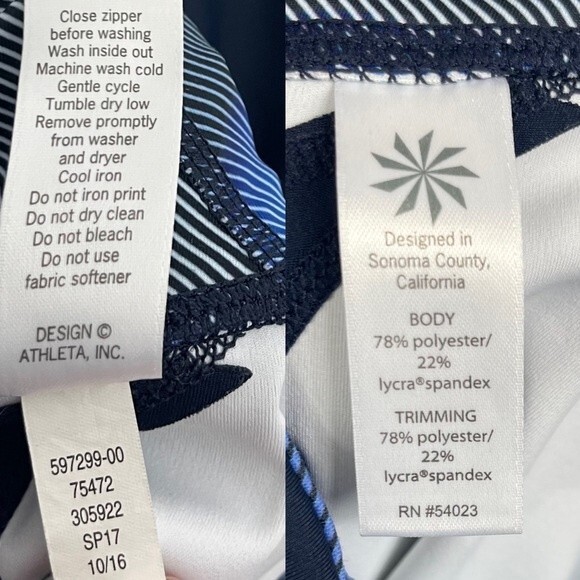 Athleta Electric Geo Sonar Capri Leggings Yoga Gym Back Zip Pocket Mesh Panel XS - Picture 13 of 16